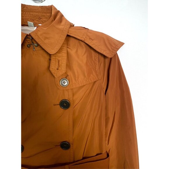 Burberry Brit Double-Breasted Orange Trench Coat With Belted Waist & Removable H - Picture 3 of 6